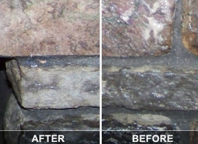 Before and After - Stone fireplace cleaning
