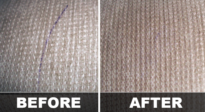 how to clean a marker stain - before and after