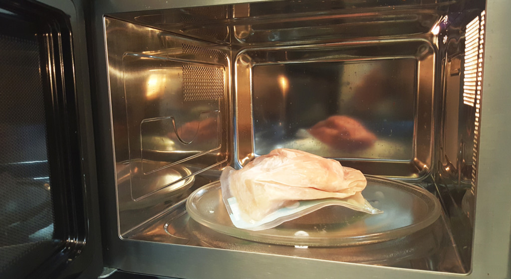 defrost meat in the microwave