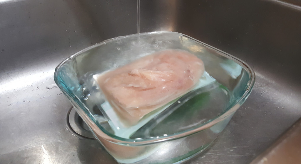 defrost meat in the sink