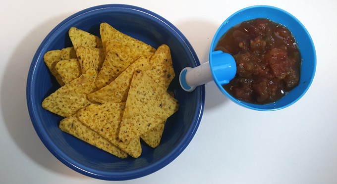 The perfect amount of salsa for dipping chips.