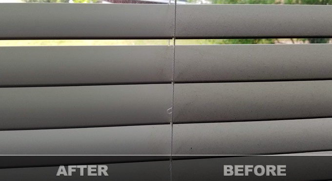 Before and after using blind cleaning tool.
