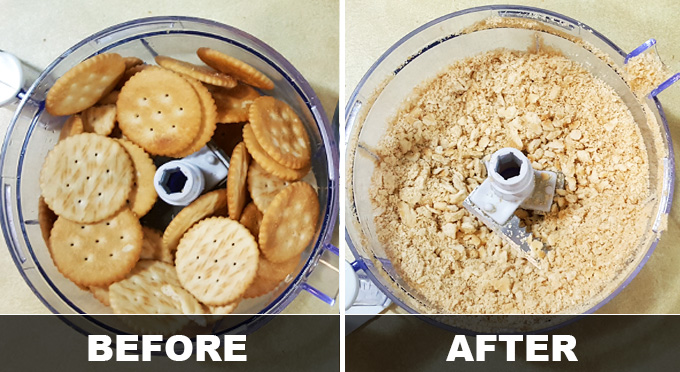 Turning Crackers To breadcrumbs - before and after